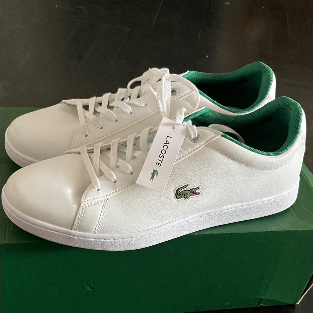 Lacoste White Sneakers with Green Trim
